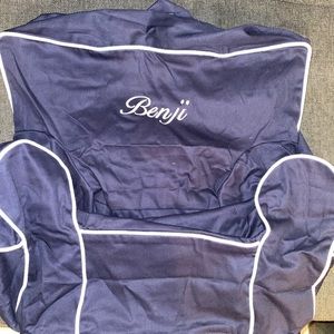 Pottery Barn Kids slipcover for My First Anywhere Chair with “Benji” monogram.